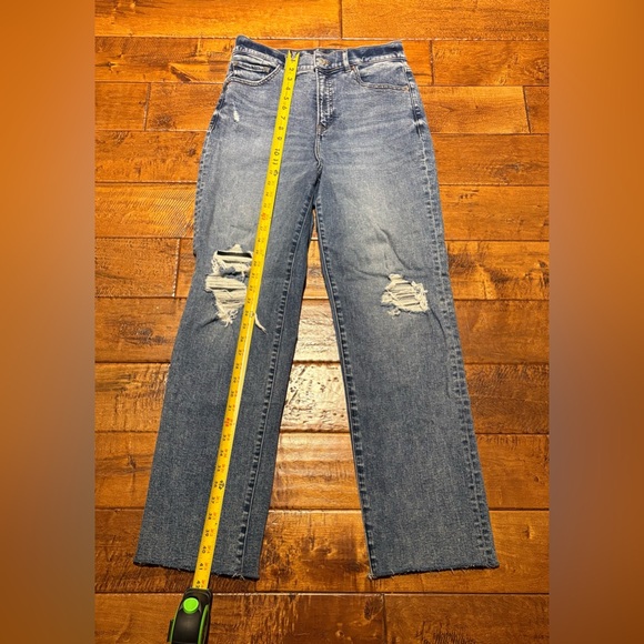 Express Modern Straight Super High Rise distressed Jeans - Picture 6 of 15